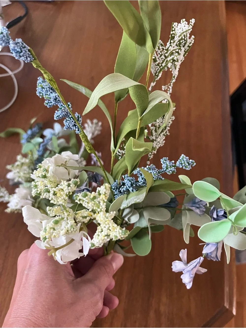 Silk Mixed Green and Blue Floral Stems
